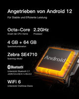 AS501S Android 12 PDA Barcode Scanner Handheld Computer, 1D/2D Leser mit Pistolengriff, Wi-Fi 6 & 4G - Inateck Office DE