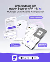 BCST-49 Bluetooth Tragbarer 1D Barcode Scanner mit Bildschirm, 2,4 GHz Wireless, mit 1000mAh Akku - Inateck Office DE