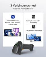 BCST-560B Inateck Barcode Scanner Kabellose, QR Code Scanner mit Smart Base, 1D/2D, Unterstützt App SDK - Inateck Office DE