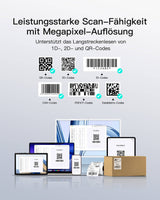 PBS005 Barcode Scanner Kabellos 2D, Armbanduhr-Stil, QR Code Scanner Bluetooth, Sprachsteuerung, Typ-C Kabel & 2.4G Adapter Wireless - Inateck Office DE