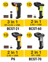 BCST-60 1D Wireless Barcode Scanner 2.4 GHz, 35 m Reichweite, Automatisches schnelles und präzises Scannen, 180 Tage Standby-Zeit - Inateck Office DE