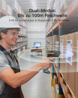 BCST-24, 1D CCD Barcode Scanner Kabellos, 2600 mAh Langzeitbatterie - Inateck Office DE
