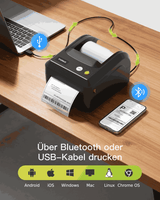PR50 Bluetooth Etikettendrucker 4x6 für DHL Versandetiketten, Thermodrucker - Inateck Office DE
