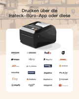 PR50 Bluetooth Etikettendrucker 4x6 für DHL Versandetiketten, Thermodrucker - Inateck Office DE