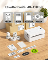 PR40 Mobile Thermo-Etiketten-drucker, Kabelloser 4x6 Versandetiketten Drucker für Versandpakete