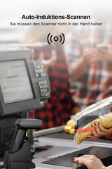 BCST-52 1D/2D Barcodescanner, kabellos 2.4GHz, Bluetooth, Displayscannen, mit intelligenter Basisstation - Inateck Office DE