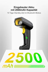 BCST-52 1D/2D Barcodescanner, kabellos 2.4GHz, Bluetooth, Displayscannen, mit intelligenter Basisstation - Inateck Office DE