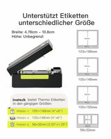 PR02001 Thermopapierdrucker für Mac/Windows, Universelle Etiketten nutzbar, schneller Druck, kompatibel mit Logistik- und Verkaufsplattformen - Inateck Office DE