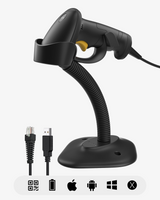 Hyper A60S, Barcode Scanner 2D mit Stand USB, QR Code Scanner Plug & Play für Lager, Bibliothek & Einzelhandel