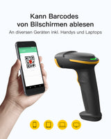 Inateck 2D Barcode Scanner Bluetooth mit Ladestation, 1D/QR Handscanner Bildschirm-Scan, BCST-54