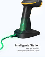 Inateck 2D Barcode Scanner Bluetooth mit Ladestation, 1D/QR Handscanner Bildschirm-Scan, BCST-54