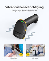 Inateck 2D Barcode Scanner Bluetooth mit Ladestation, 1D/QR Handscanner Bildschirm-Scan, BCST-54