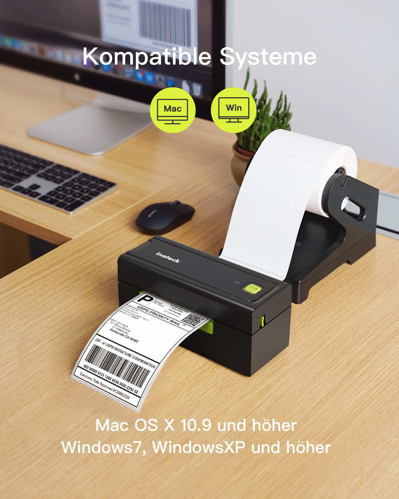 PR02001 Thermopapierdrucker für Mac/Windows, Universelle Etiketten nutzbar, schneller Druck, kompatibel mit Logistik- und Verkaufsplattformen - Inateck Office DE