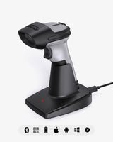 BCST-72S, Inateck Barcode Scanner Bluetooth mit Ladestation, 1D/2D/QR, 2.4G/USB, Liest von Bildschirmen