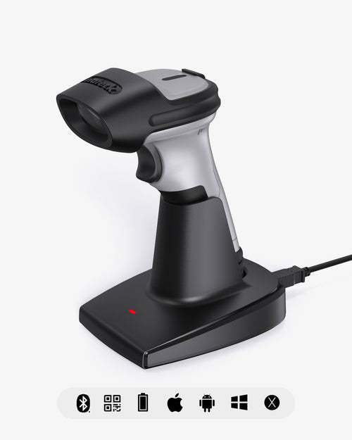BCST-72S, Inateck Barcode Scanner Bluetooth mit Ladestation, 1D/2D/QR, 2.4G/USB, Liest von Bildschirmen