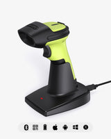 BCST-72S, Inateck Barcode Scanner Bluetooth mit Ladestation, 1D/2D/QR, 2.4G/USB, Liest von Bildschirmen
