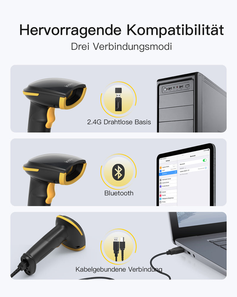 BCST-21 Bluetooth Barcode Scanner with APP/SDK & Extrem lange Übertragungsdistanz - Inateck Office DE