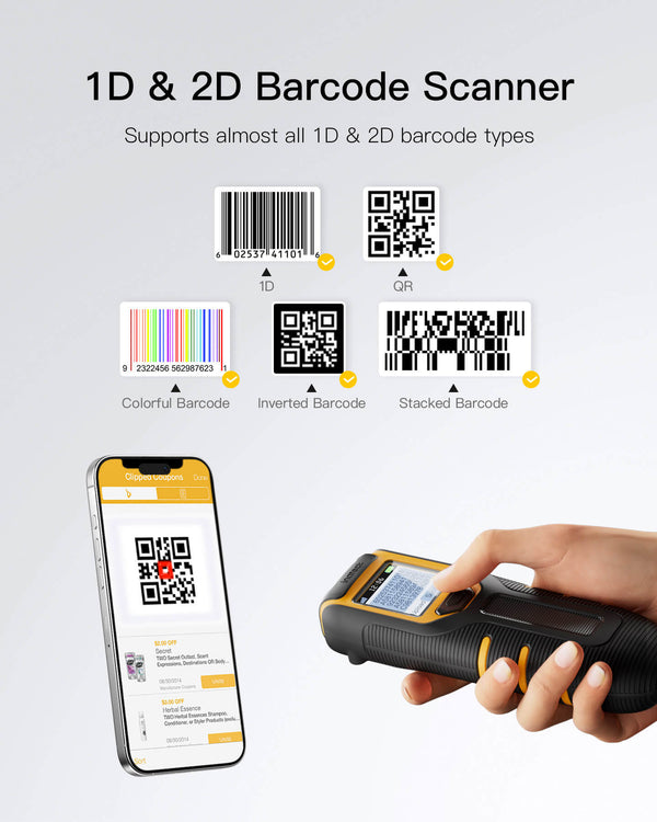 BCST-47 Bluetooth Tragbarer 2D Barcode Scanner mit Bildschirm & APP und SDK - Inateck Office DE