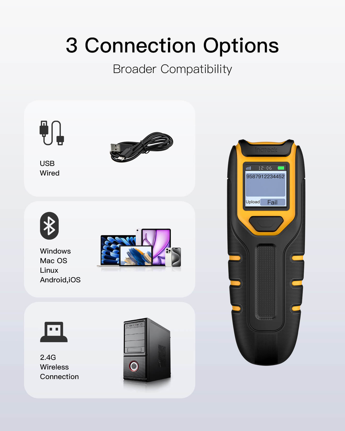 BCST 47 Bluetooth Tragbarer 1D 2D QR Barcode Scanner Mit Bildschirm bcst-47-bluetooth-tragbarer-1d-2d-qr-barcode-scanner-mit-bildschirm