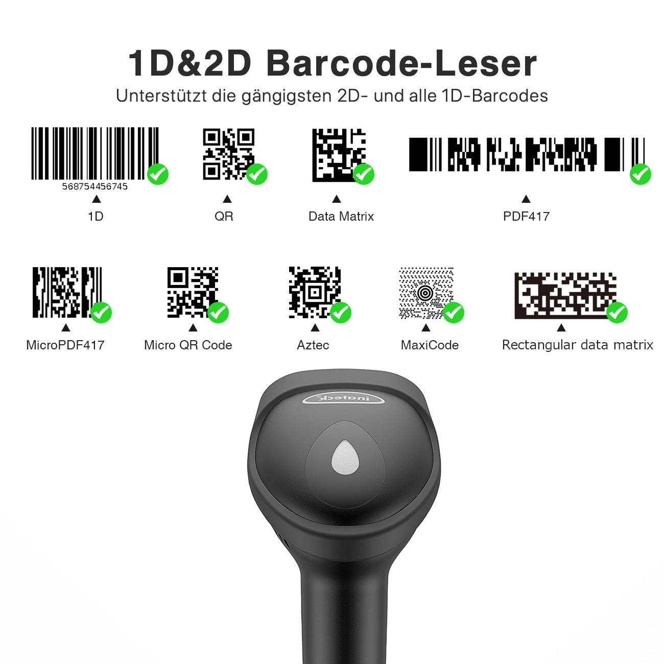 Inateck 2D kabelloser Bluetooth QR Barcode Scanner BCST50 Inateck Office DE