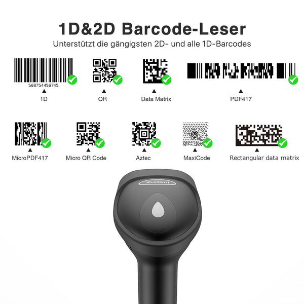 BCST-50 1D/2D Barcodescanner, kabellos 2.4GHz, Bluetooth, Displayscannen - Inateck Office DE