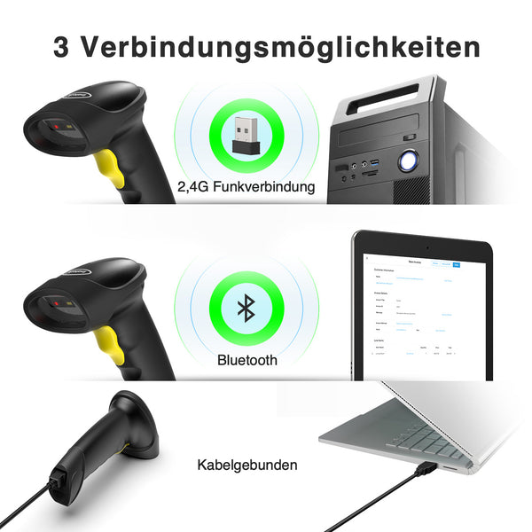 BCST-50 1D/2D Barcodescanner, kabellos 2.4GHz, Bluetooth+ BCST-S Barco ...