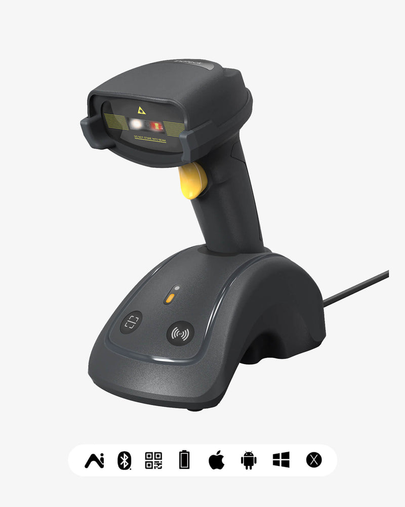 BCST-560B Inateck 1D/2D Barcode Scanner Kabellose, QR Code Scanner mit Smart Base, Unterstützt App SDK