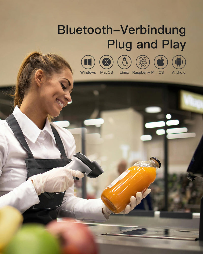AI Barcode Scanner Bluetooth 1D Scanner, mit APP und SDK, BCST-70 AI - Inateck Office DE