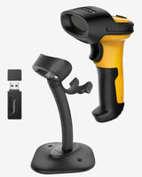 P6 1D Barcodescanner mit 2.4GHz, kabellos bis 60m + BCST-S Barcodescannerständer, verstellbare Halterung - Inateck Office DE