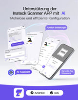 Pro 8SE 2D/1D/QR Wireless Blutooth Handheld Scanner, mit Screen und Smart Base, CMOS CCD Dual Module - Inateck Office DE