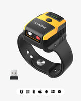 PBS005 Barcode Scanner Kabellos 2D, Armbanduhr-Stil, QR Code Scanner Bluetooth, Sprachsteuerung, Typ-C Kabel & 2.4G Adapter Wireless