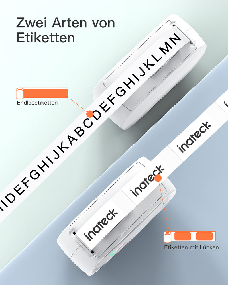 PR2003 Etikettendrucker, Bluetooth Tragbarer Labeldrucker, Mini Selbstklebendes Etikettiergerät, kompatibel iOS & Android - Inateck Office DE