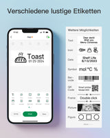 PR2003 Etikettendrucker, Bluetooth Tragbarer Labeldrucker, Mini Selbstklebendes Etikettiergerät, kompatibel iOS & Android - Inateck Office DE
