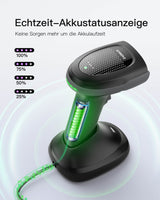 Pro 170B 2D Barcode Scanner Kabellos, QR Code Scanner mit 2 Austauschbaren 2000mAh Akkus, mit Ladestation, mit Bluetooth und Kabel USB