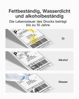 Thermopapier Versandetiketten Label thermo, 4 × 6 Zoll (100 mm × 150 mm), Wasserfester Versandaufkleber, BPA/BPS-frei,500 Stück, TP01001 - Inateck Office DE