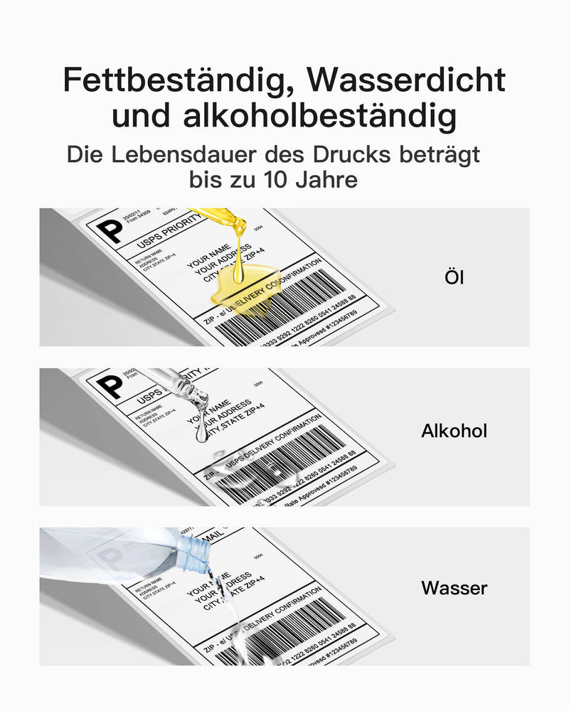 Thermopapier Versandetiketten Label thermo, 4 × 6 Zoll (100 mm × 150 mm), Wasserfester Versandaufkleber, BPA/BPS-frei,500 Stück, TP01001 - Inateck Office DE