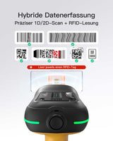 BCST-75X, RFID Barcode Scanner Kabellos, 2D QR Code Scanner Industrial mit Ladestation, IP67 wasserdicht und staubdicht, Barcode Leser mit 2600mAh Akku，Handscanner mit App & SDK