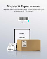 BCST-24, 1D CCD Barcode Scanner Kabellos, 2600 mAh Langzeitbatterie - Inateck Office DE