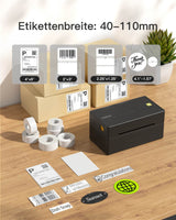 PR40 Mobile Thermo-Etiketten-drucker, Kabelloser 4x6 Versandetiketten Drucker für Versandpakete - Inateck Office DE