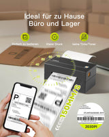 PR40 Mobile Thermo-Etiketten-drucker, Kabelloser 4x6 Versandetiketten Drucker für Versandpakete - Inateck Office DE