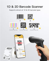 Hyper A60S, Barcode Scanner 2D mit Stand USB, QR Code Scanner Plug & Play für Lager, Bibliothek & Einzelhandel