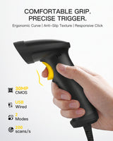 Hyper A60S, Barcode Scanner 2D mit Stand USB, QR Code Scanner Plug & Play für Lager, Bibliothek & Einzelhandel