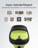 BCST-72S, Inateck Barcode Scanner Bluetooth mit Ladestation, 1D/2D/QR, 2.4G/USB, Liest von Bildschirmen