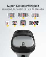 BCST-72S, Inateck Barcode Scanner Bluetooth mit Ladestation, 1D/2D/QR, 2.4G/USB, Liest von Bildschirmen