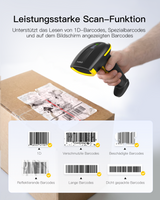 Hyper 310, Barcode Scanner Kabellos 1D mit Display, 3-in-1 mit Bluetooth