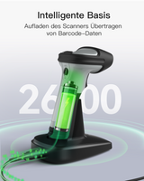 BCST-72S, Inateck Barcode Scanner Bluetooth mit Ladestation, 1D/2D/QR, 2.4G/USB, Liest von Bildschirmen
