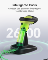 BCST-72S, Inateck Barcode Scanner Bluetooth mit Ladestation, 1D/2D/QR, 2.4G/USB, Liest von Bildschirmen