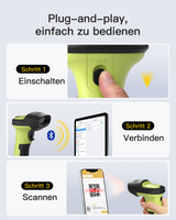BCST-72S, Inateck Barcode Scanner Bluetooth mit Ladestation, 1D/2D/QR, 2.4G/USB, Liest von Bildschirmen