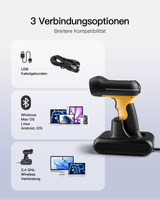 BCST-75D, IP66 Barcode Scanner Kabellos mit Display und Ladestation, 1D/2D/QR QR Code Scanner