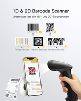 Hyper A60, Barcode Scanner 1D/2D USB, QR Code Scanner Plug & Play für Einzelhandel & Lager